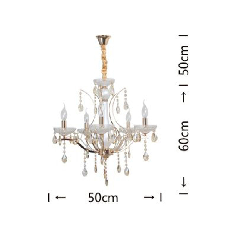 Trade Shop - Lampadario Soffitto A Sospensione Classico 5 Bracci E14 Effetto Cristallo A60-5 -