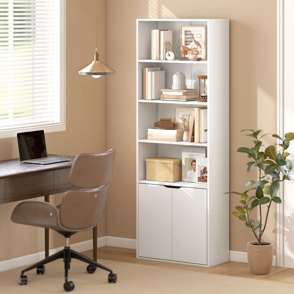 Libreria con ante ¨C Xylo ¨C legno bianco 4 ripiani 59x29x180cm