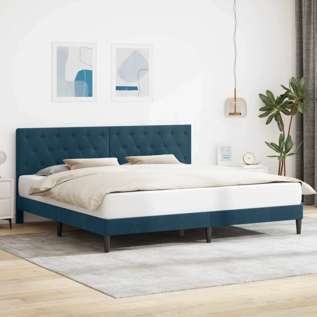 Struttura del letto con testiera-Giroletto Blu 180 x 200 cm Velluto 134132