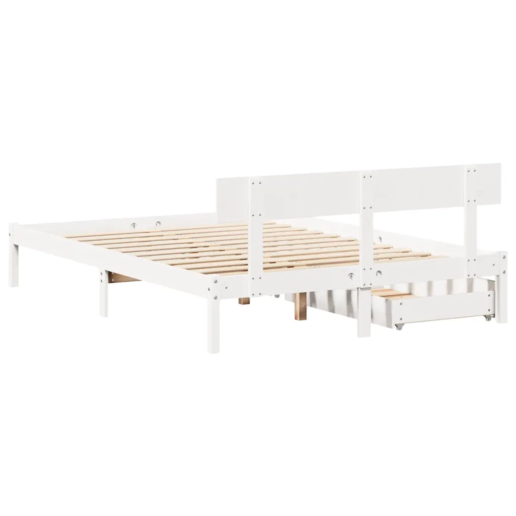 Letto matrimoniale | Letto per adulti | Letto senza Materasso Bianco 120x190 cm Legno Massello di Pino