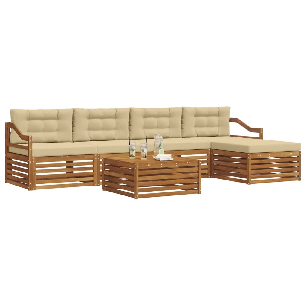 Set di divani da esterno con cuscino 6 pcs Naturale e Beige 3373358