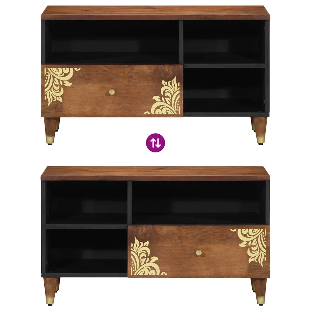 Mobile TV Marrone miele 80 x 33 x 46 cm Legno di mango massello 4018753