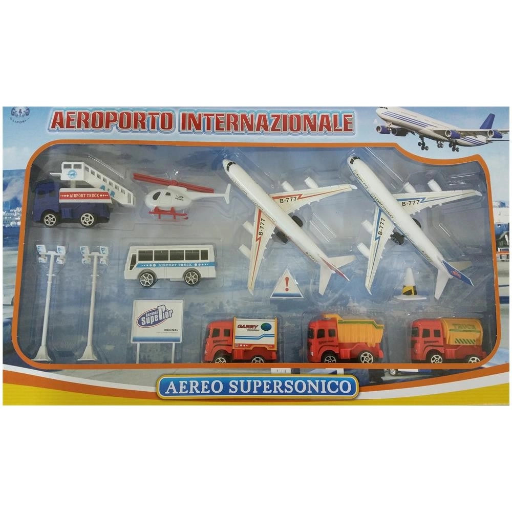 Trade Shop - Set Aereoporto Internazionale Aereo Camion Bambini Da 3 Anni Giocattolo -