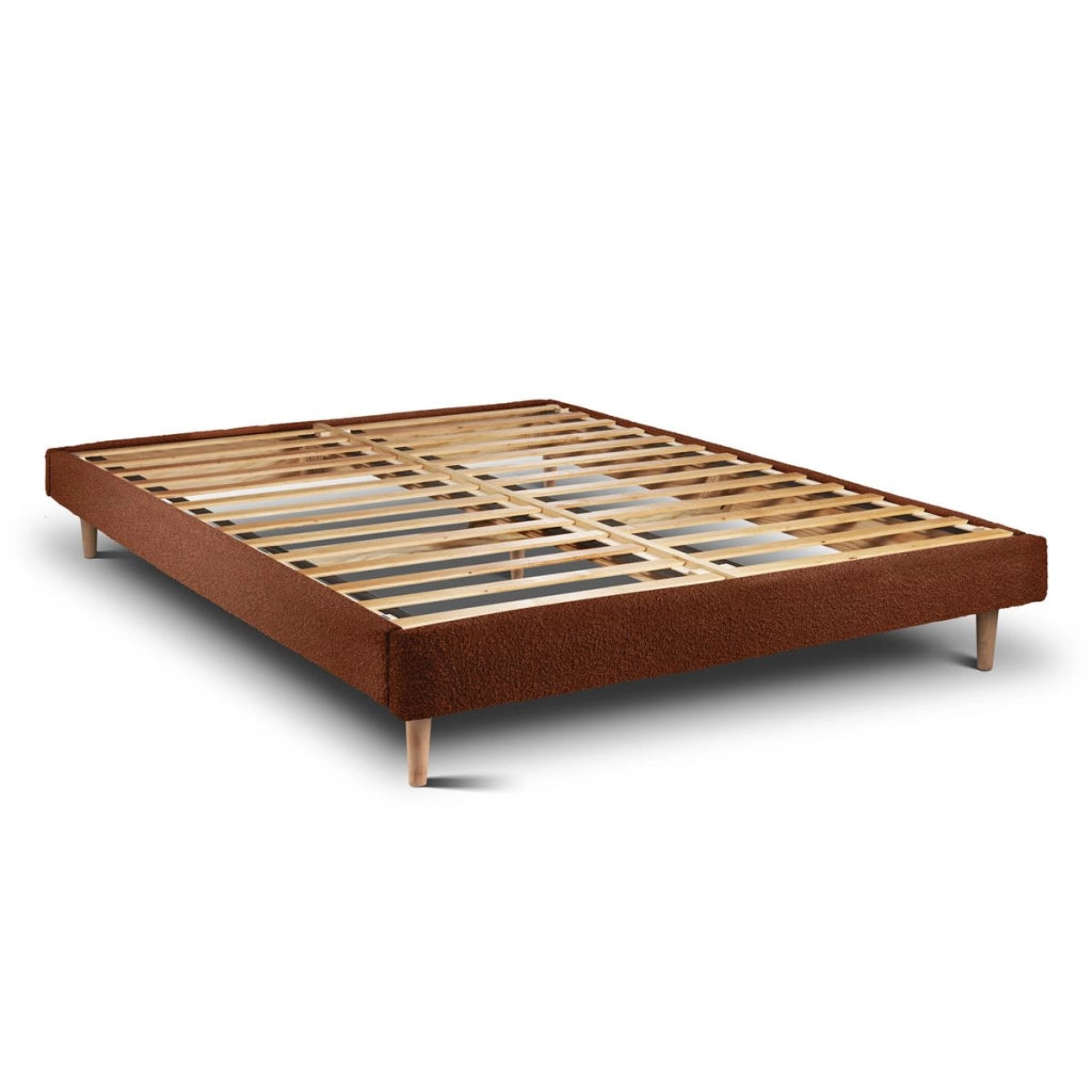Letto 140x200 cm con testiera in linea - tessuto bouclé