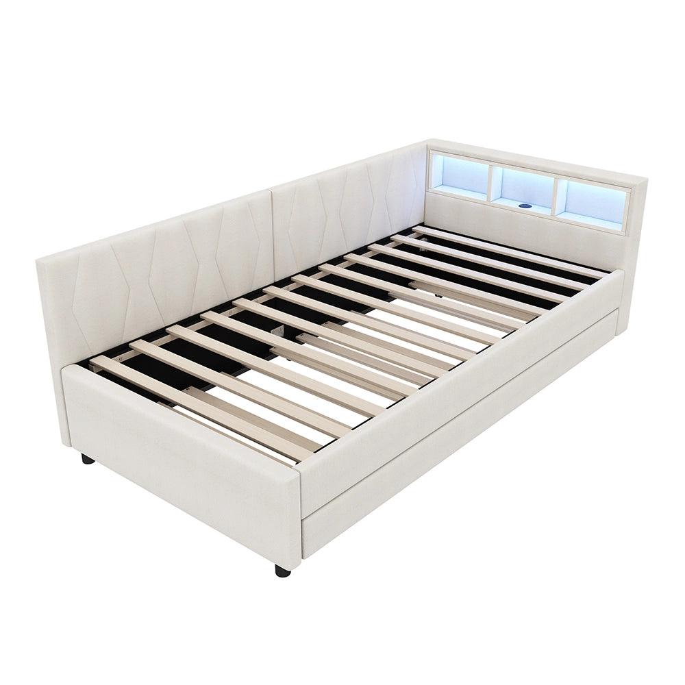 Daybed - Xylo - 90x200 cm LED USB contenitore beige