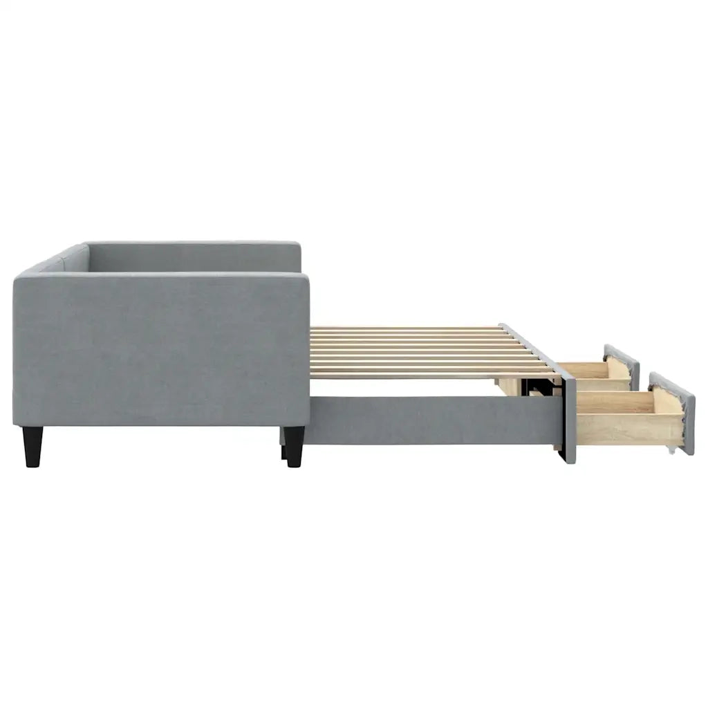 Divano Letto Estraibile Cassetti Grigio Chiaro 100x190 Tessuto 3196657