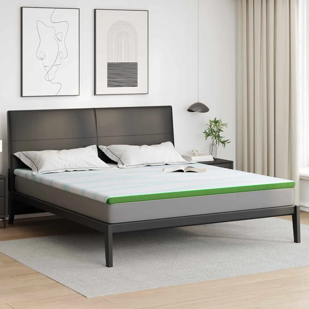 Topper per materasso Bianco e Verde 180 x 200 cm 4106163