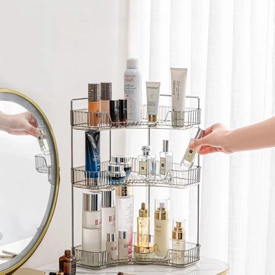 Organizzatore per trucco e cosmetici, 3 livelli, grigio