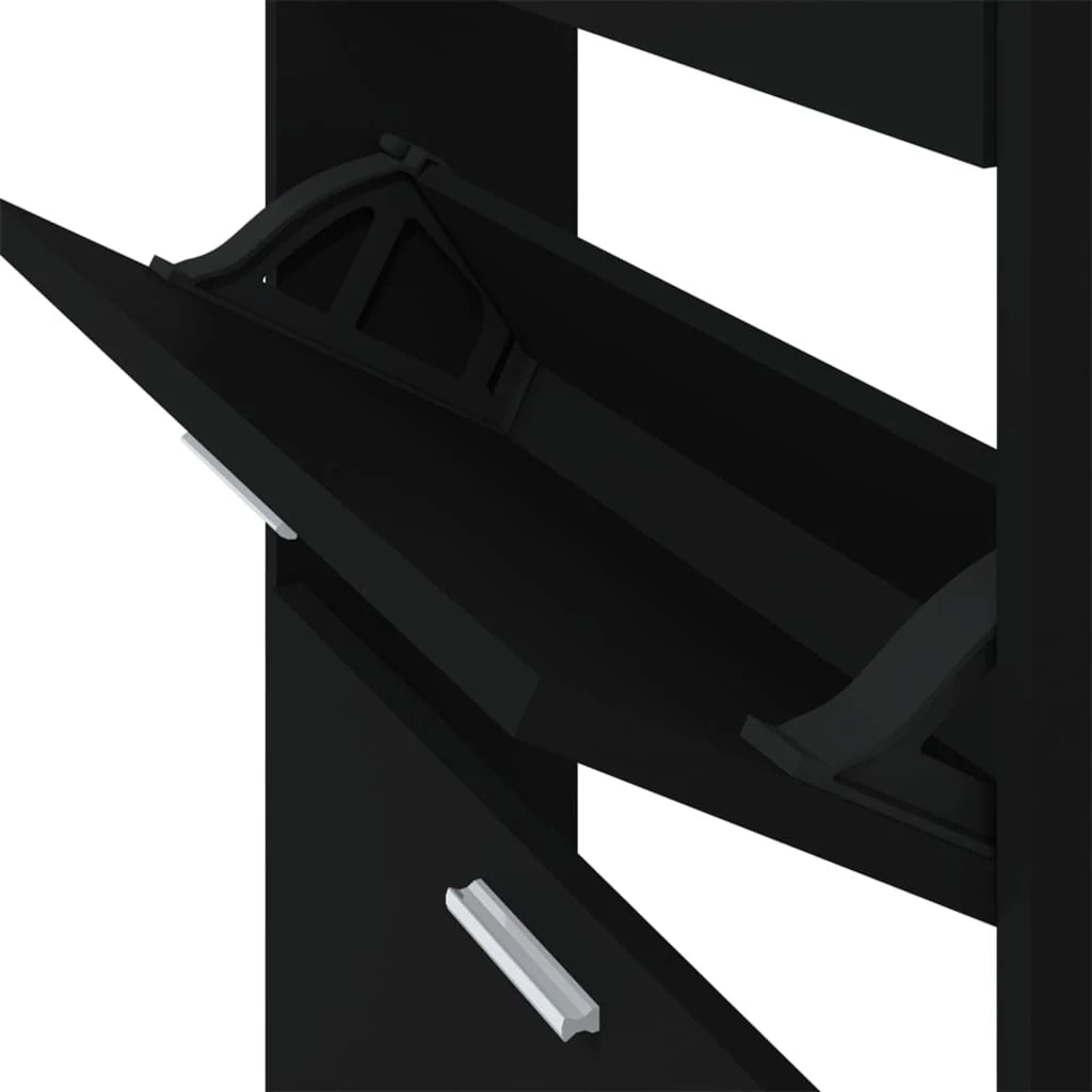 Scarpiera mobile contenitore per scarpe mobile per ingresso/corridoio/soggiorno 59 x 17 x 150 cm legno ingegnerizzato nero 02_0021983