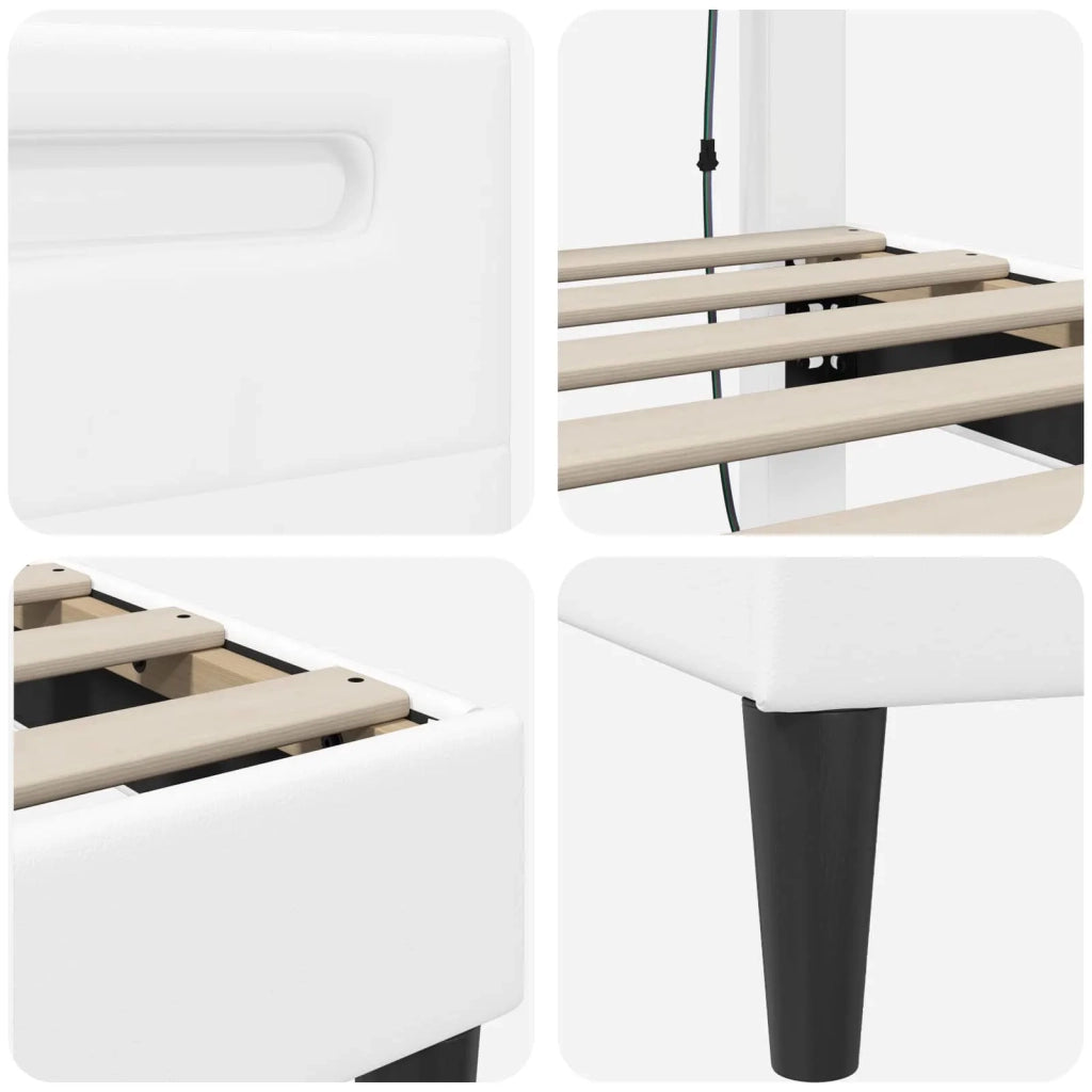 Letto singolo | Letto per adulti | Struttura del letto con testiera Bianco 100 x 200 cm Similpelle