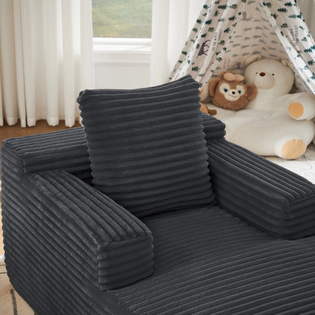 Divano chaise longue in velluto a coste grigio scuro