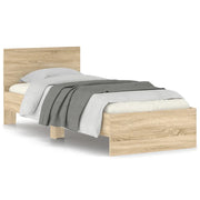 Letto singolo | Letto per adulti | Giroletto senza Materasso con Testiera Rovere Sonoma 75x190 cm