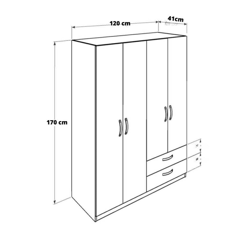 Armadio GRD4422023 bianco 4 ante e 2 cassetti