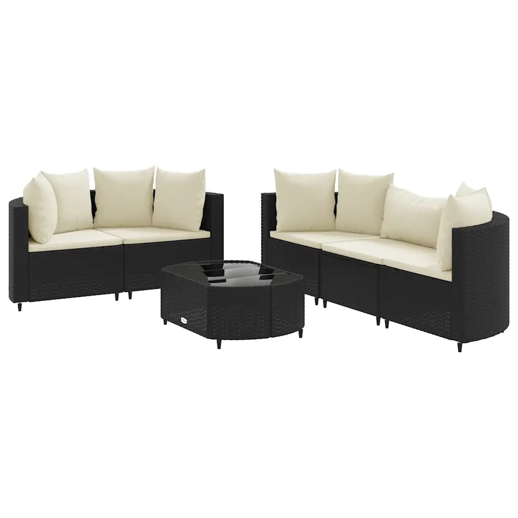 Set Divano da Giardino 6 pz con Cuscini Nero in Polyrattan 3308416