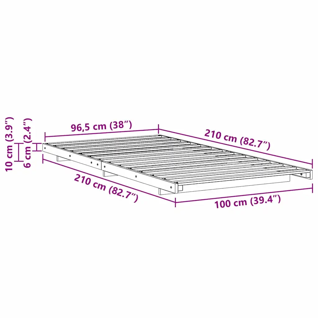 Struttura del letto Marrone cerato 100 x 210 cm Pino massello 873108