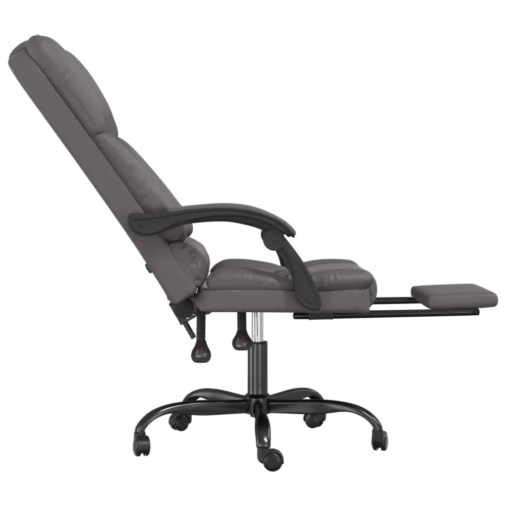 Poltrona da Ufficio Massaggiante Reclinabile Grigio Similpelle 349689