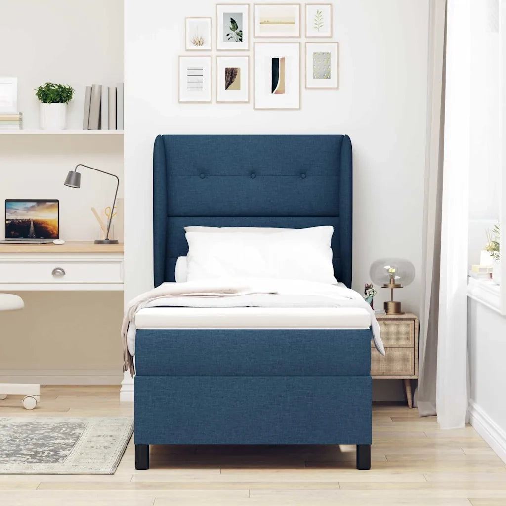 Letto a molle con materasso Blu 100 x 200 cm Tessuto 3340556