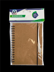 AGENDINA DA SCUOLA IN COLORE NATURAL CON 60 PAGINE DOTATA DI ELASTICO ED ANELLI H15 / L12 CM