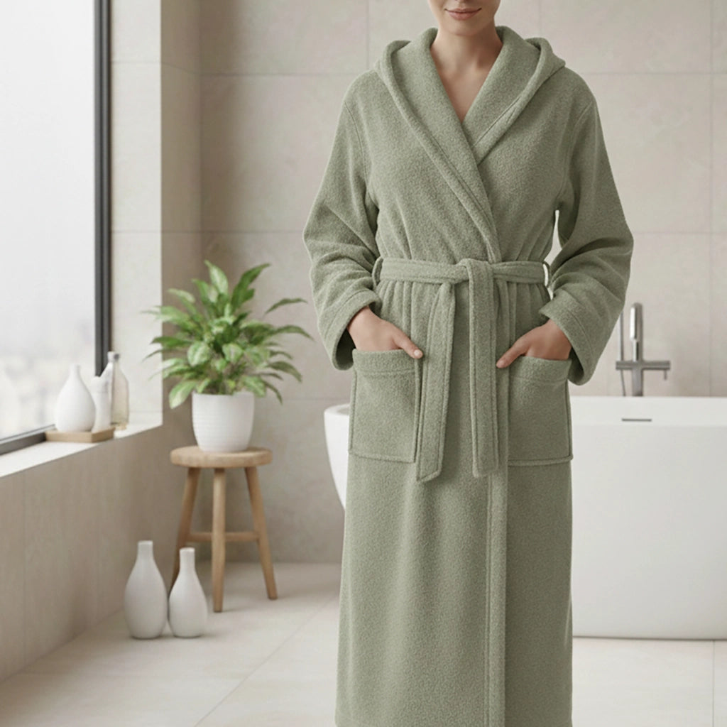 Satotite, Accappatoio 100% Cotone con Cappuccio, Verde Menta