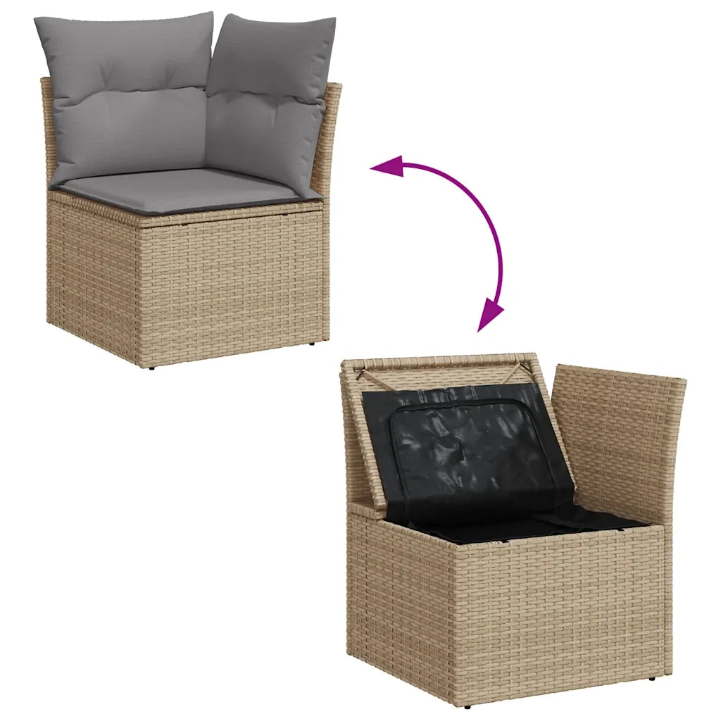 Set Divano da Giardino 8 pz con Cuscini Beige in Polyrattan 3325769