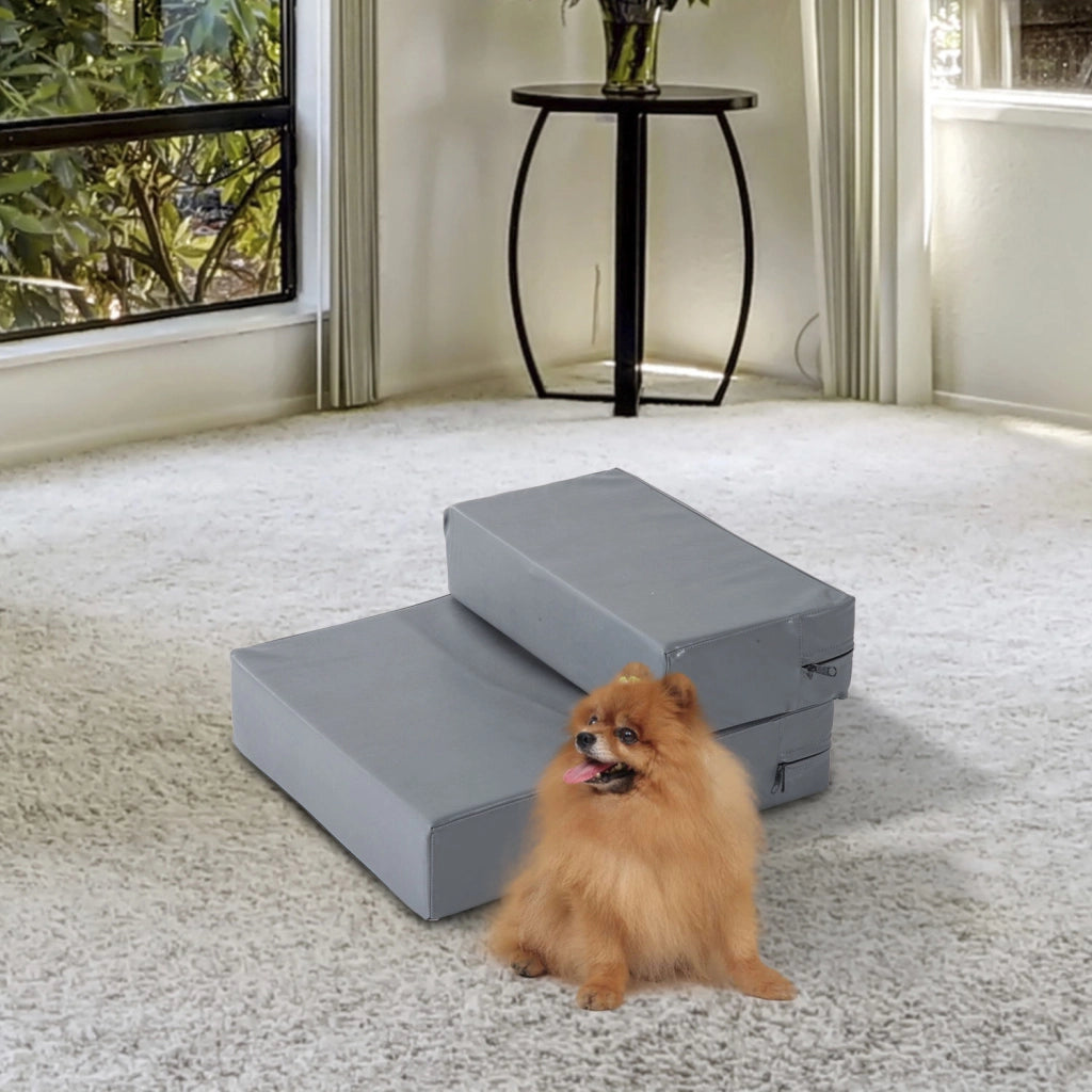 Scala per animali domestici pieghevole 2 gradini ¨C Minimal ¨C Grigio 20 cm