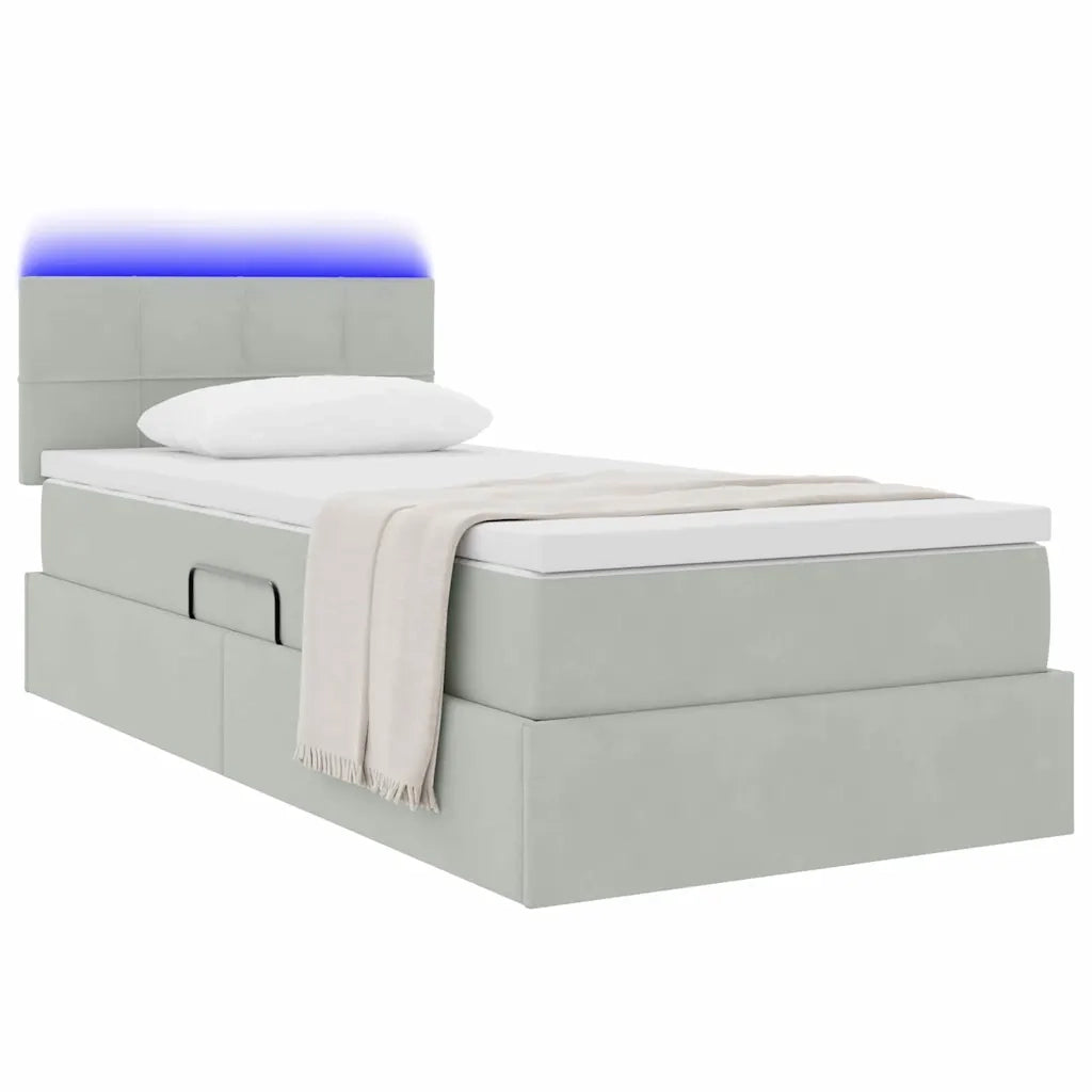 Letto con contenitore e LED Grigio chiaro 90 x 190 cm Velluto 3371361