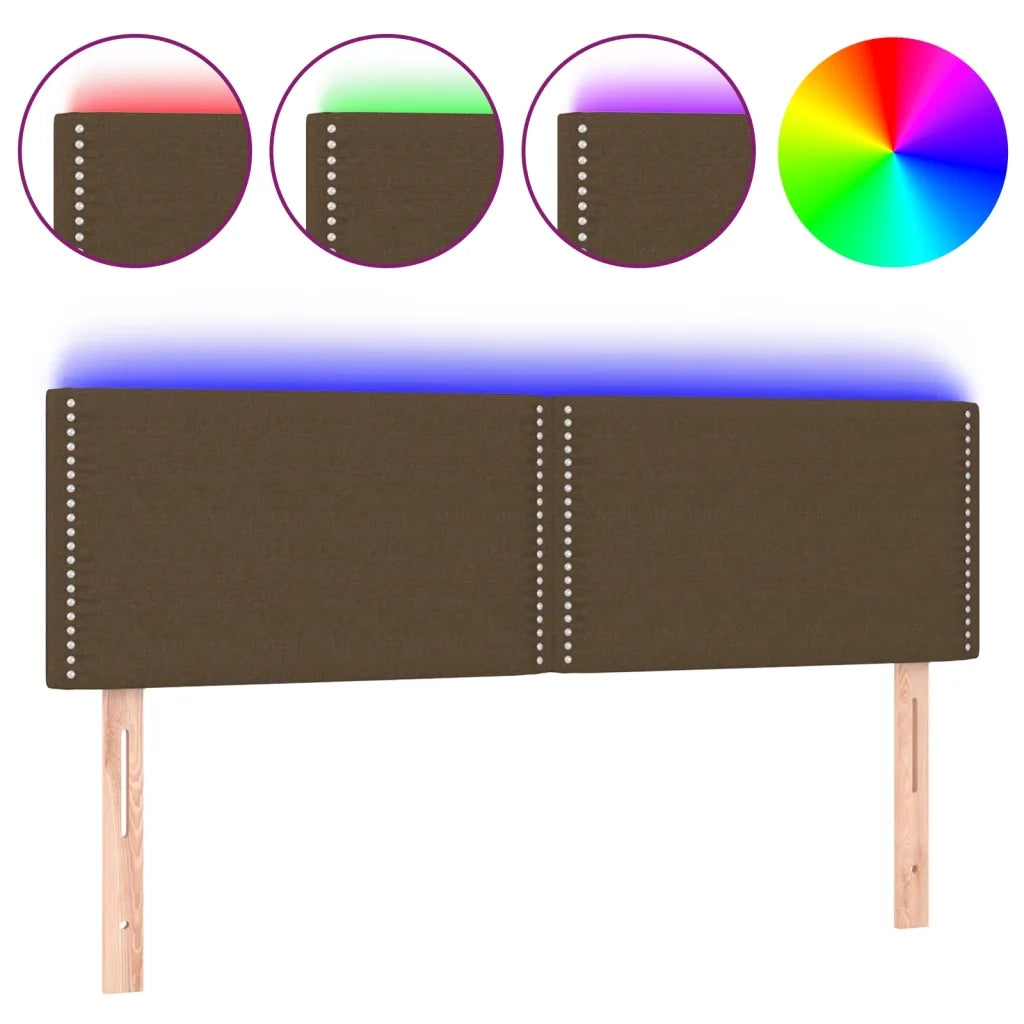 Testiera a LED Marrone Scuro 144x5x78/88 cm in Tessuto 3121473