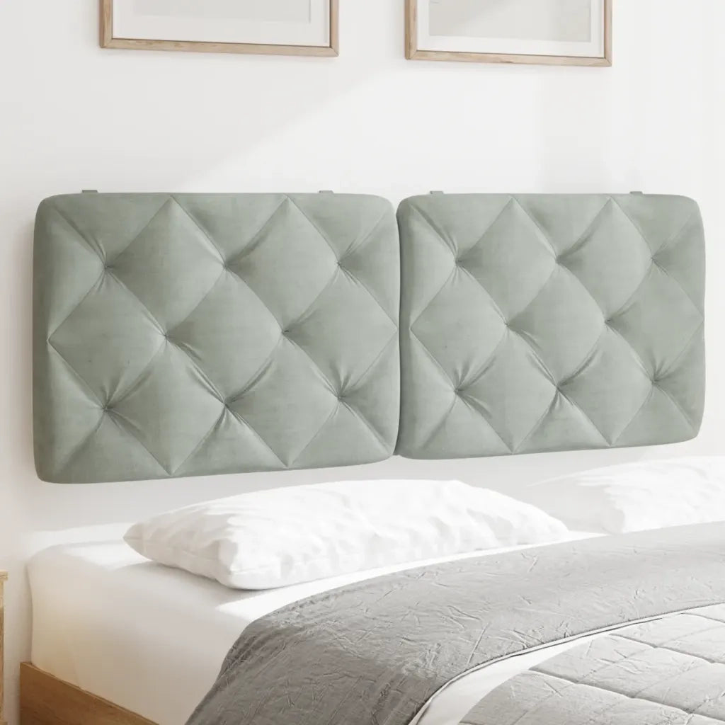 Cuscino Testiera-Cuscino per Testiera Grigio Chiaro 120 cm in Velluto