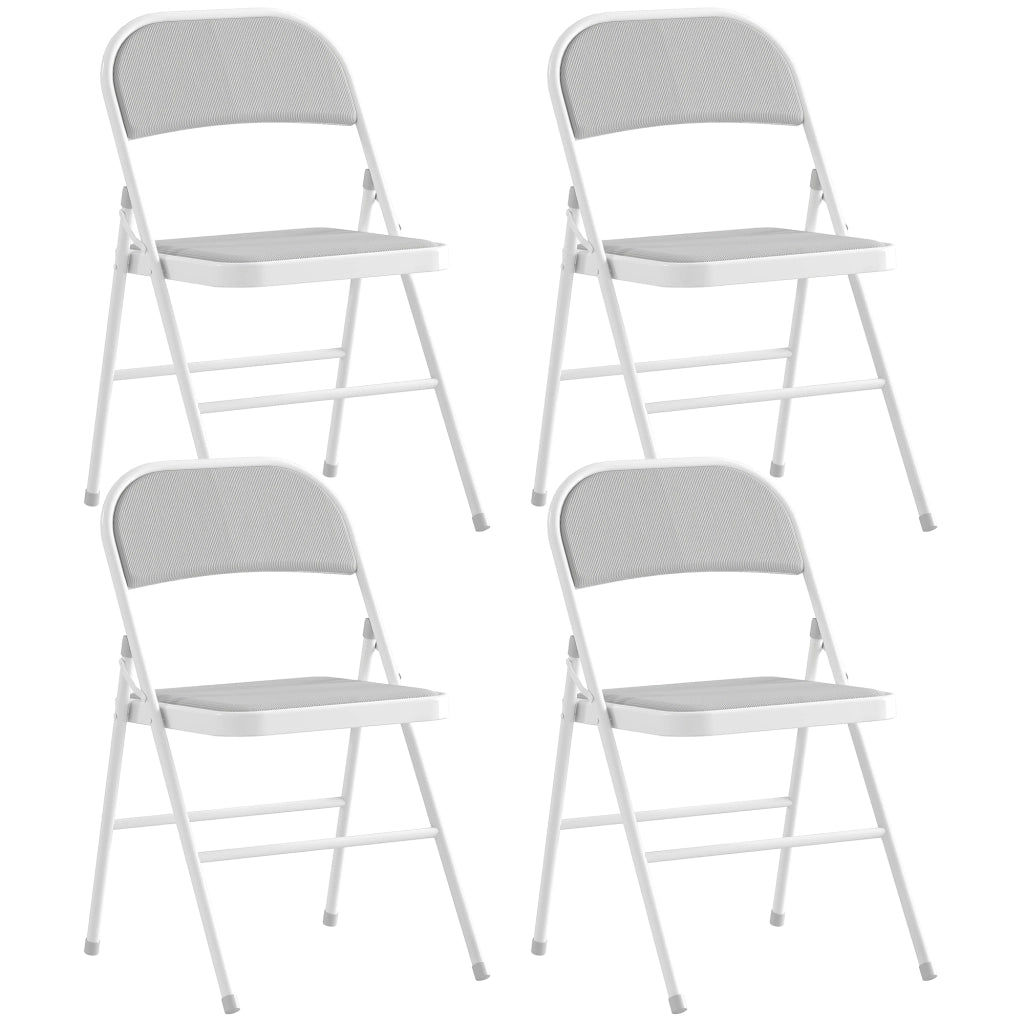 Set di 4 Sedie Pieghevoli da Pranzo ¨C Zephmum ¨C Struttura in Metallo Bianco 45x46x78 cm