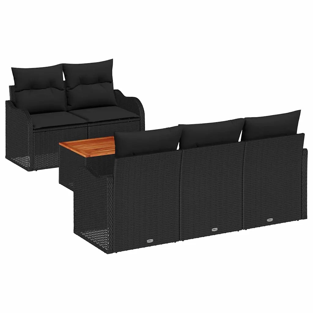Set Divano da Giardino con archiviazione 6 pcs Nero polyrattan 3356063