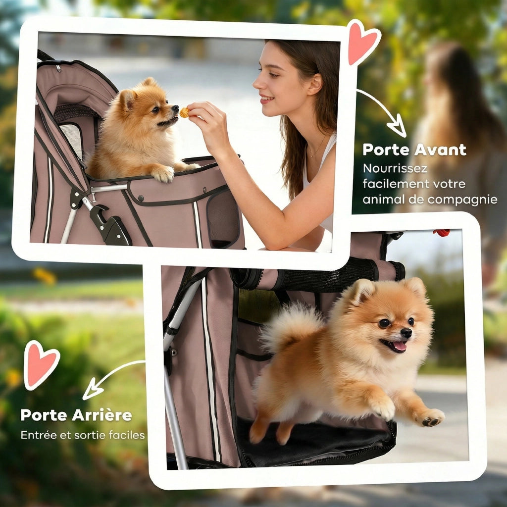 Carrello per Cani 4 Ruote ¨C Minimal ¨C 77x44x102cm, Colore Caff¨¨