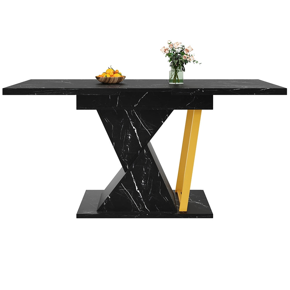 Tavolo da pranzo estensibile con illuminazione LED - Xylo - 110(140) x 80 x 76 cm - Legno nero - Per 6 persone