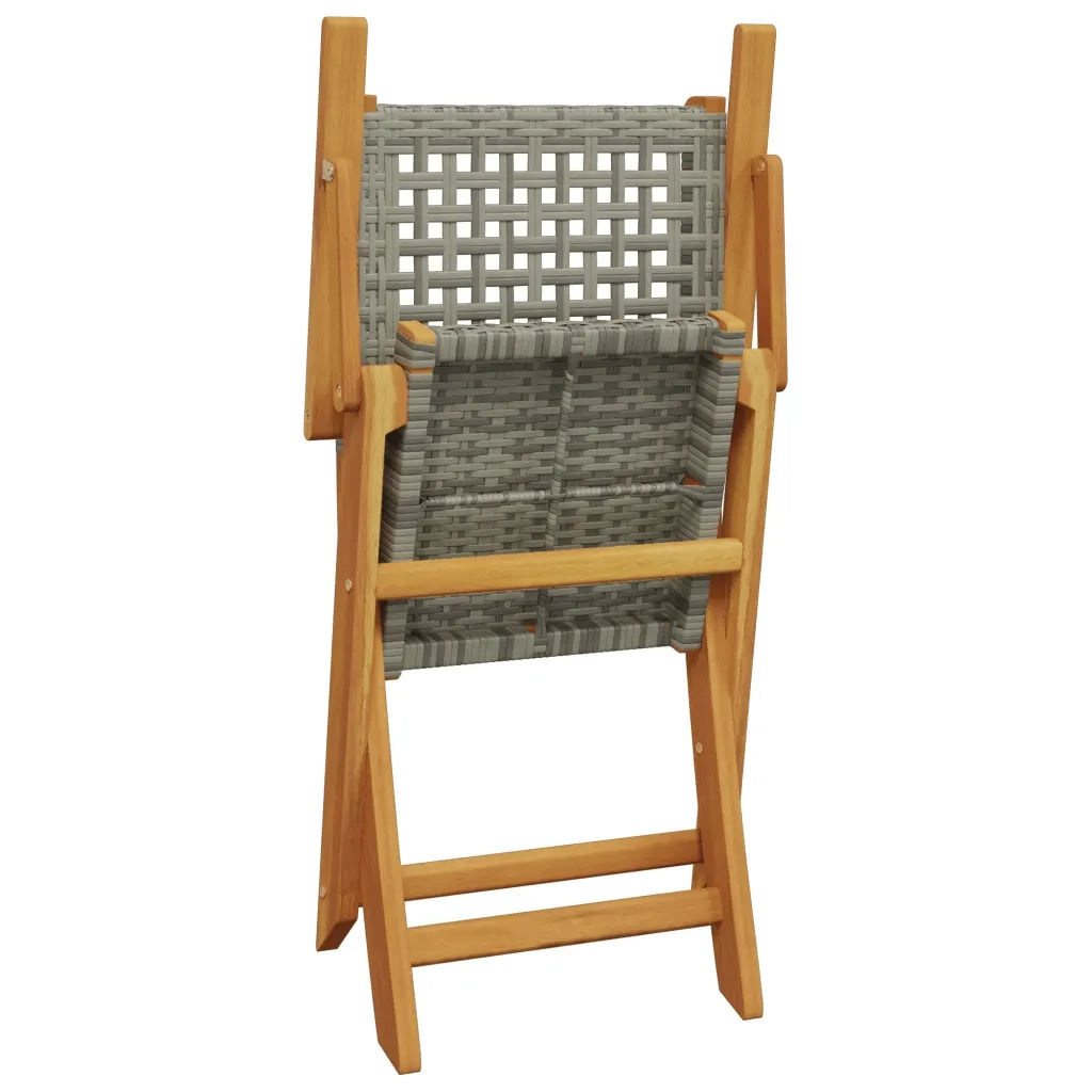 Set Pranzo da Giardino 5pz Grigio Polyrattan e Legno Massello 3281827