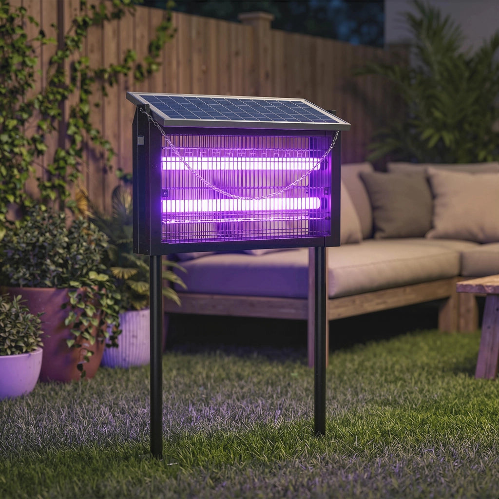 Lampada Antizanzare da Esterno 45x18x90 cm a Energia Solare con Rete di Protezione Nero