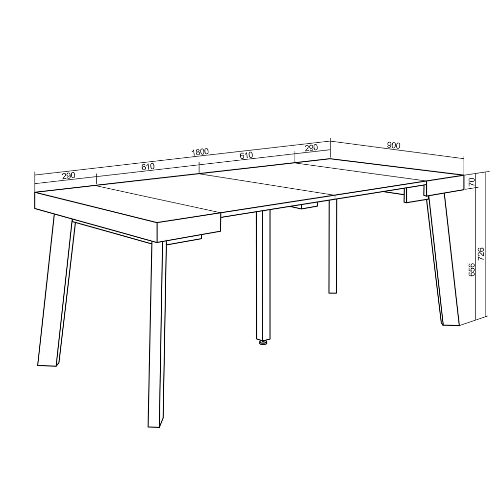 Consolle allungabile, 180x90x73cm, Per 8 persone, Gambe in legno, Bianco RF2992
