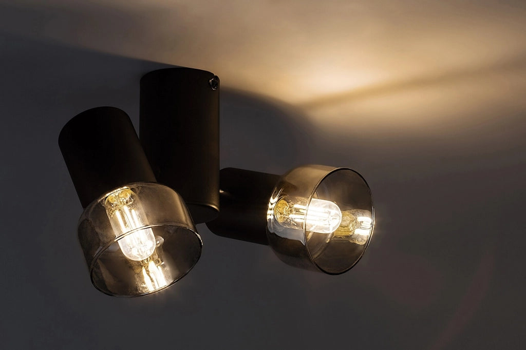 Plafoniera loft nera 2 spot orientabili E14 Rabalux Hatice