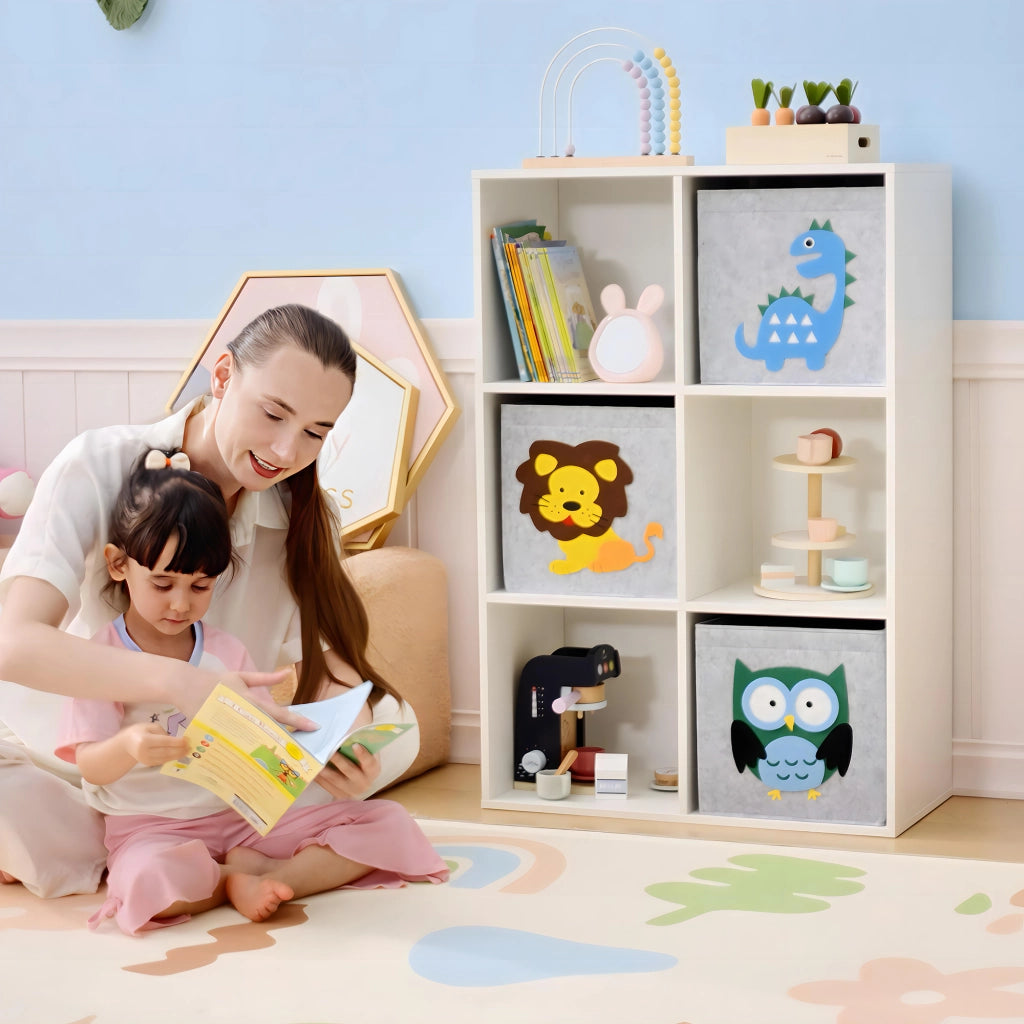 Libreria per Bambini a 6 Cubi ¨C Minimal ¨C Grigio e Bianco, MDF e Melamina, 61.8x29.9x91.5 cm