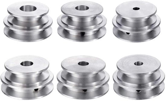 Katrol a doppia vite per motori - Boring fissa in alluminio - Argento - 60 e 50 mm - Per cinghia di trasmissione motore - 8-20 mm