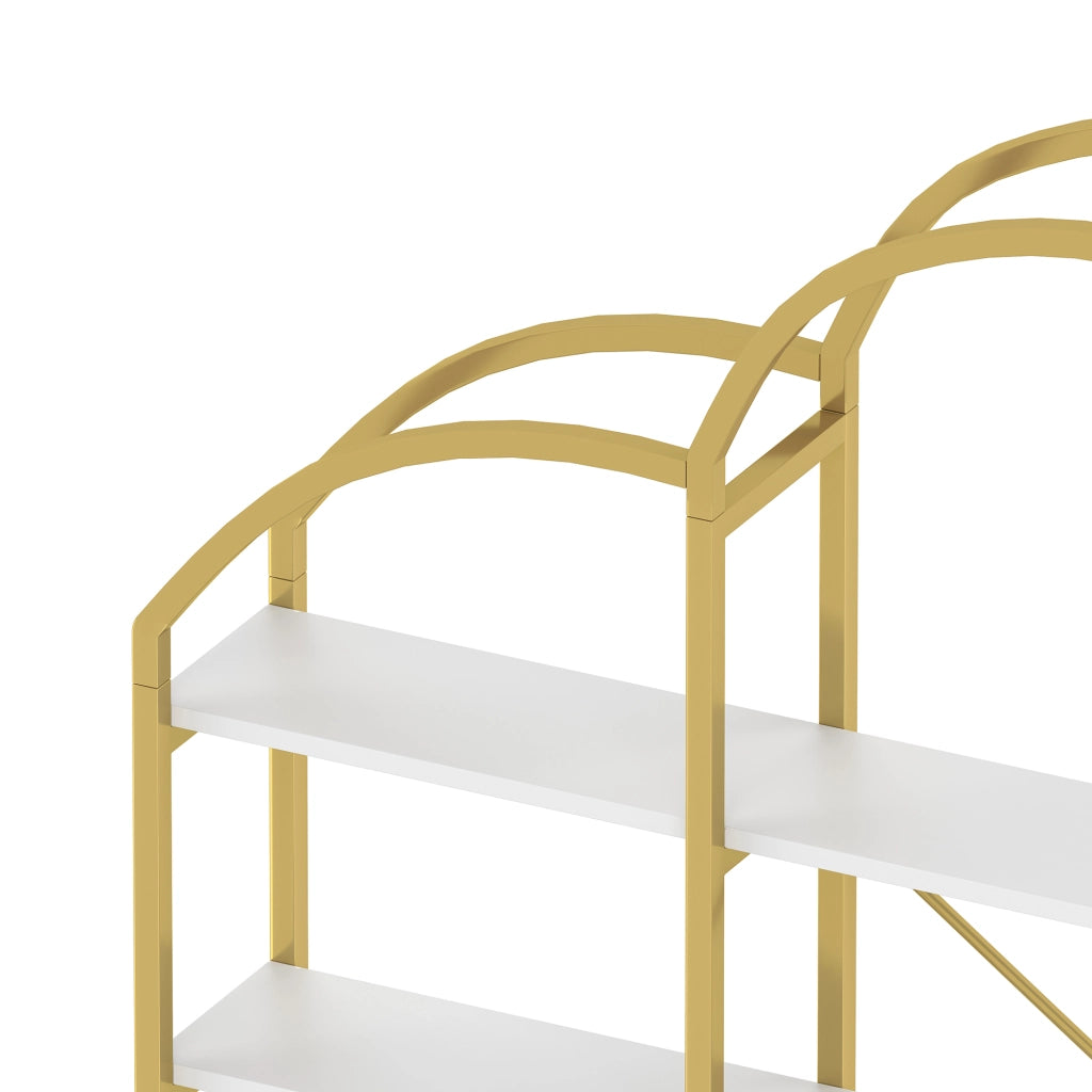 LIBRERIA 170x26x190 cm 5 ripiani MDF e metallo bianco e oro