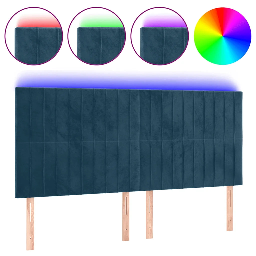 Testiera | Testata a LED Blu Scuro 160x5x118/128 cm in Velluto