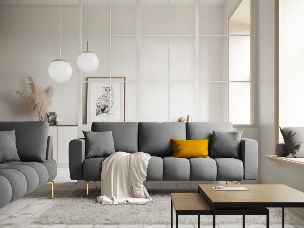 Cosmopolitan Design - Divano "Hastings" 3 posti in velluto grigio 