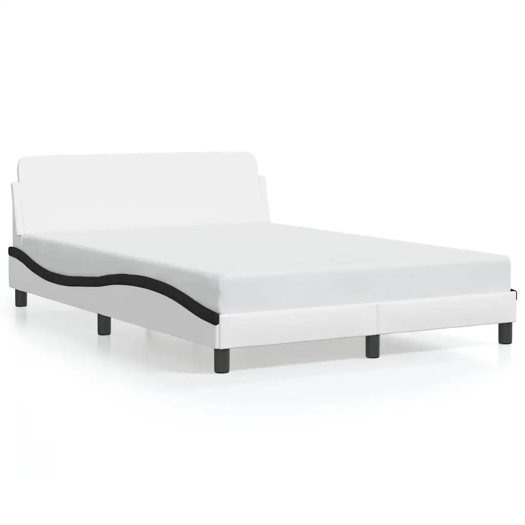 Giroletto-Struttura Letto Dover Bianco e Nero 140x190 cm in Similpelle