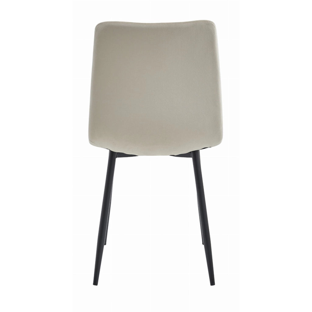 Sedia Turin in velluto beige con gambe in metallo nero