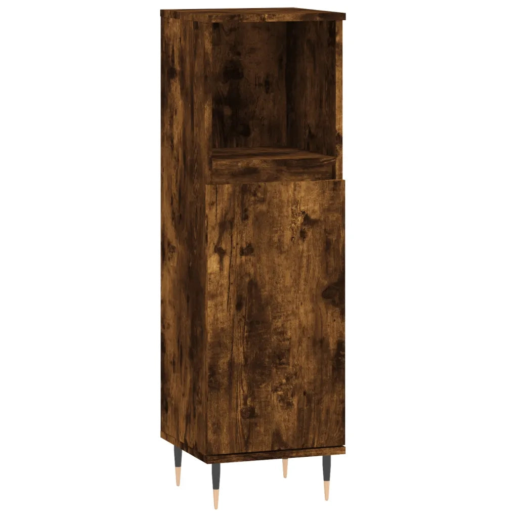 Set Mobili da Bagno | Armadio da bagno 3 pz Rovere Fumo in Legno Multistrato