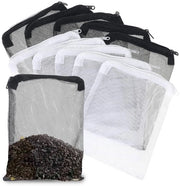 Filterzak per acquario 10 pezzi - Sacchi filtranti riciclabili - Reticolo fine - Poliestere - Nero/Bianco - 20x15 cm - Sacchetto filtro