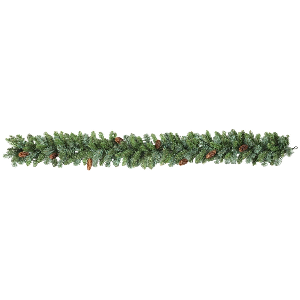 Ghirlanda Finta di Natale Decorazione Fiori con 162 Punte 8 Pigne Verde ¨C Minimal ¨C 1.8 m