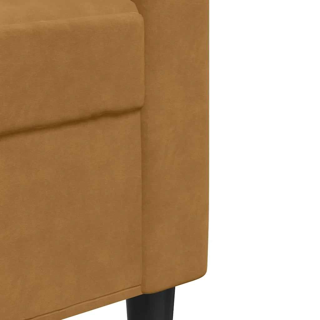 Divano a 3 Posti-Sofa 3 Posti Marrone 210 cm in Velluto