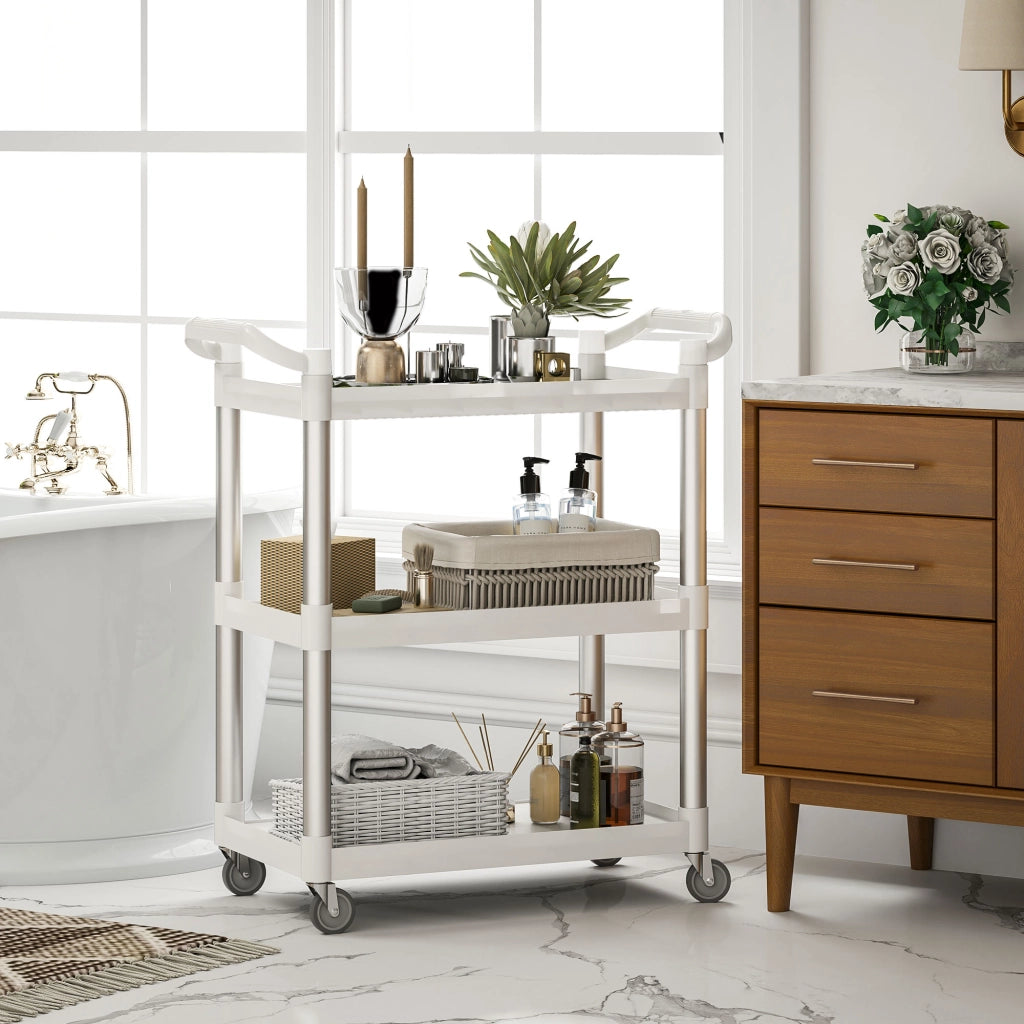 Carrello da Cucina a 3 Livelli ¨C Minimal ¨C Bianco 88x44x93 cm
