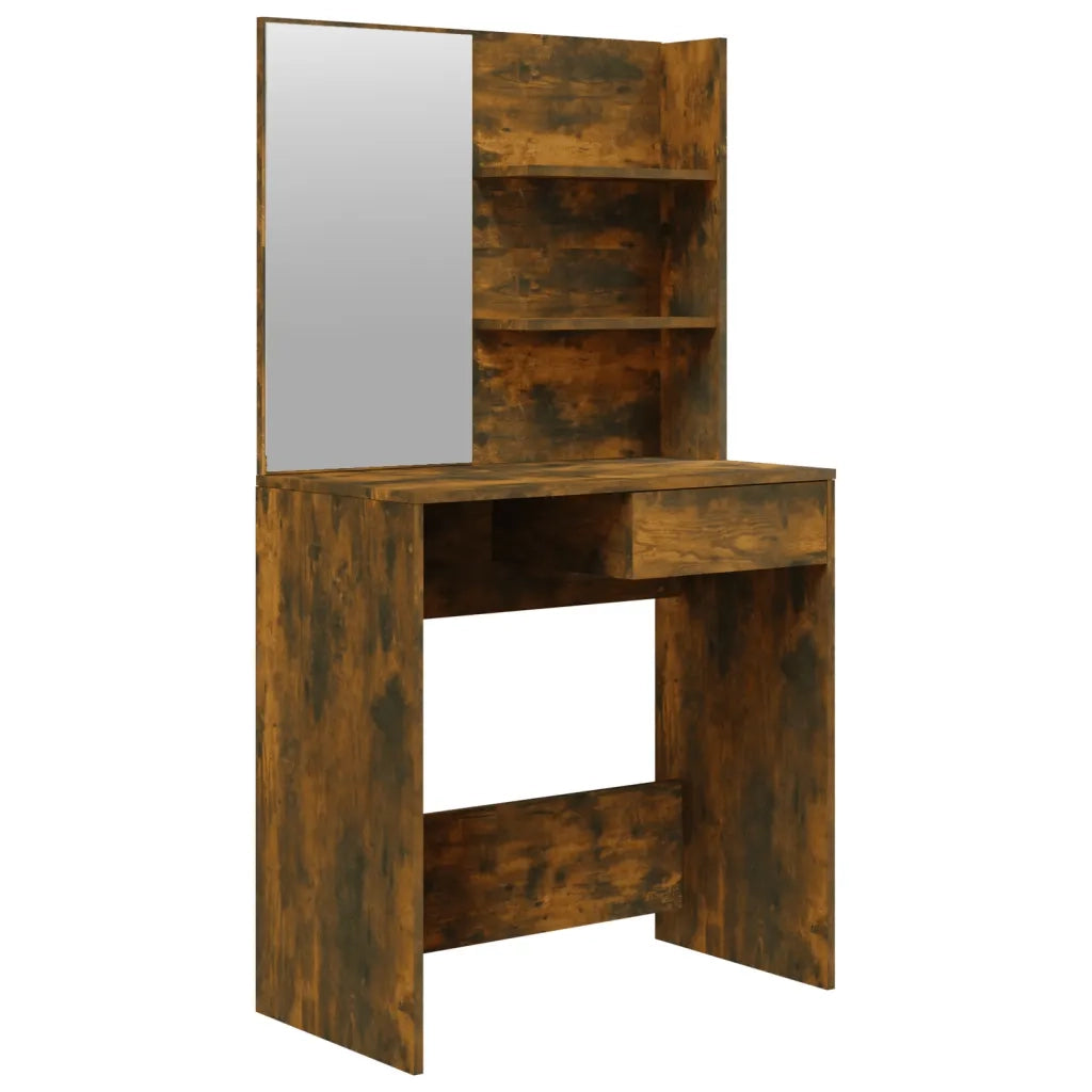 Toeletta con Specchio-Tavolo da Vanit¨¤ Rovere Fumo 74,5x40x141 cm