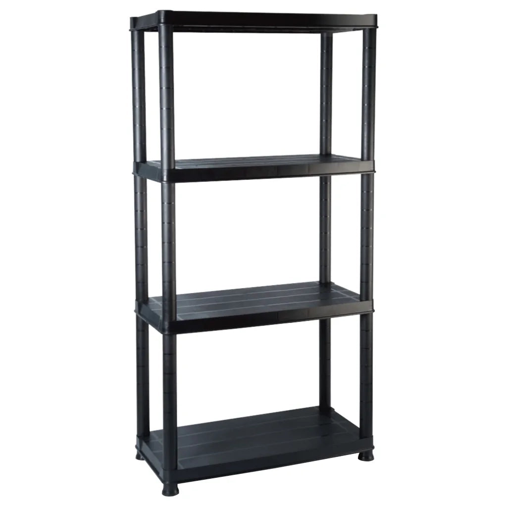 Scaffale a 4 Ripiani Nero 61x30,5x130 cm in Plastica 147683